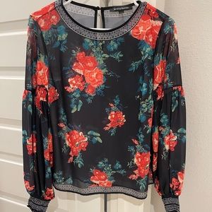 Sheer Floral Print Blouse